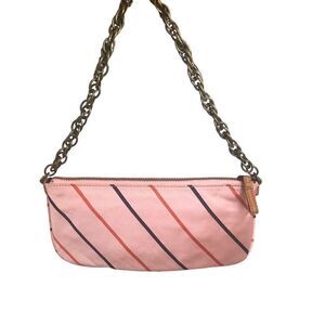 NWT - Adorable J Crew Pink Striped Silk Purse with Heavy Antiqued Brass Strap